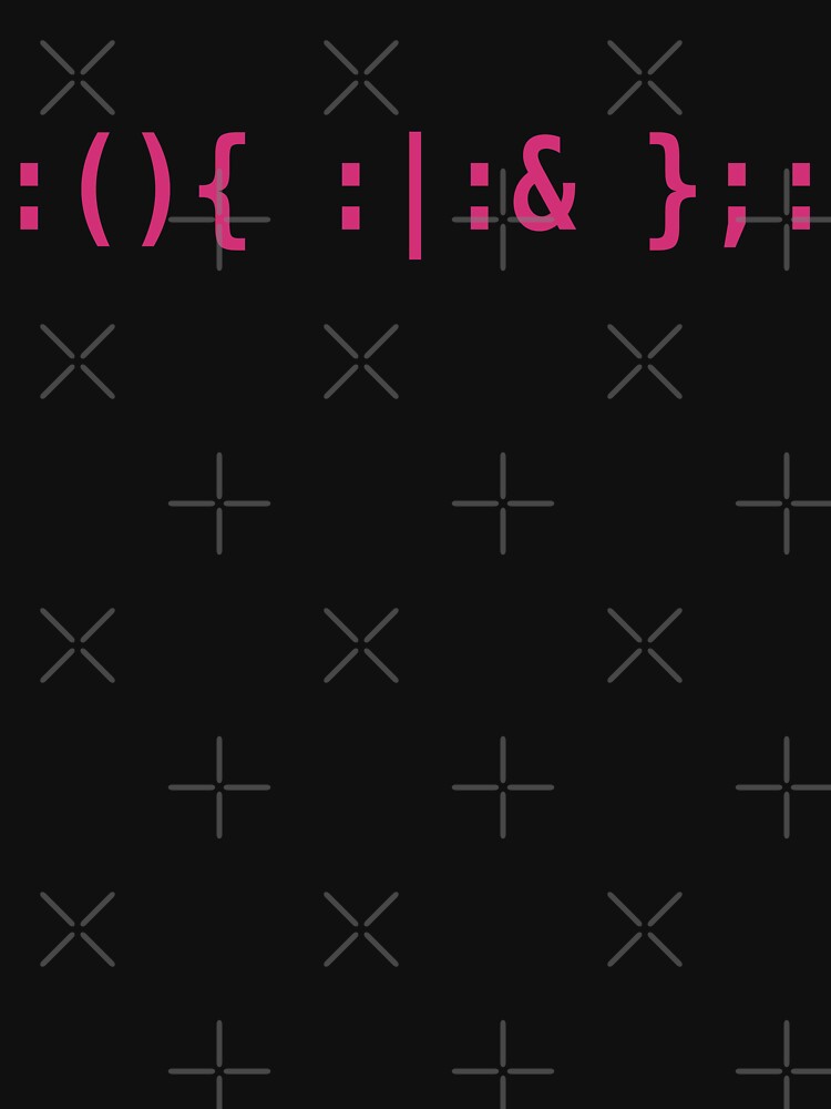 Thumbnail 7 of 7, Essential T-Shirt, Bash Fork Bomb - Pink Text for Unix/Linux Hackers designed and sold by ramiro.