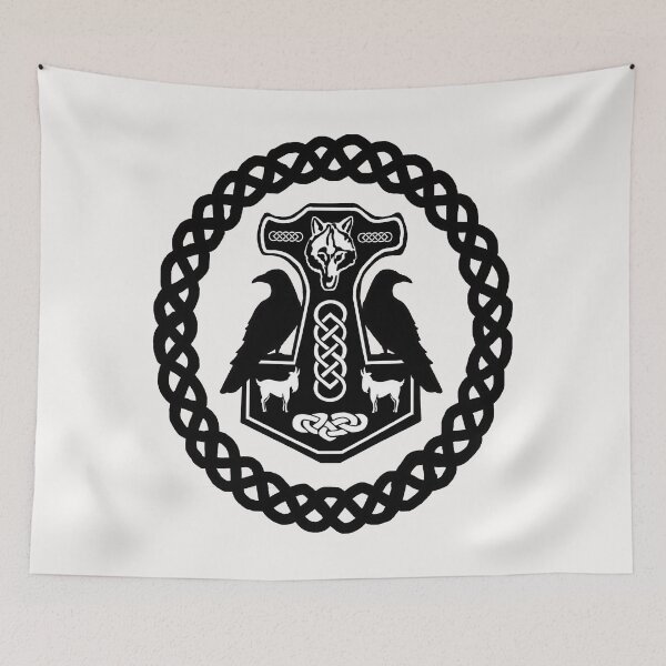 Item preview, Wolf and Goats Thor's Hammer with Ravens designed and sold by imphavok.