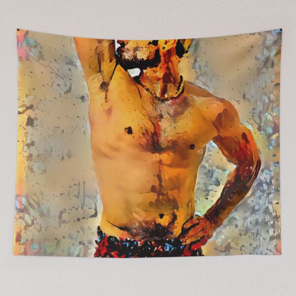 Item preview, Splattered Paint Portrait of a Hunk designed and sold by ArcadiaAbstract.