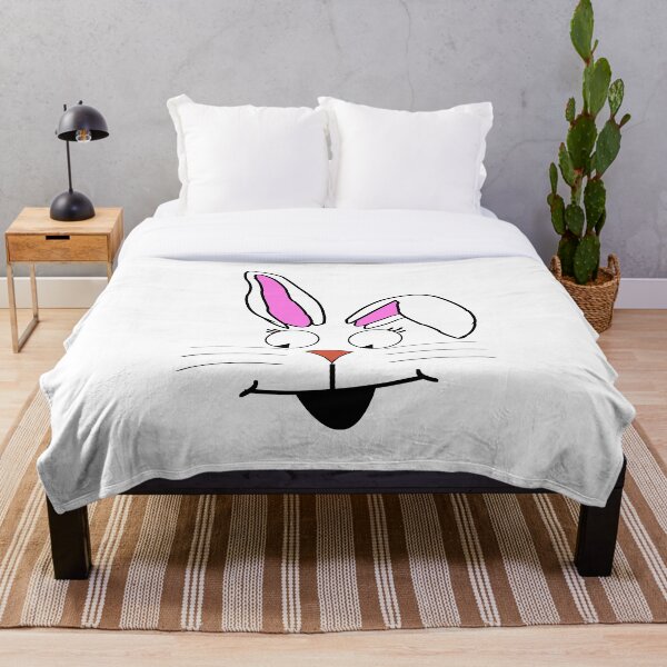 Bunny Face Throw Blankets Redbubble - neon bunny ears neon bunny ears neon bunny ears ne roblox