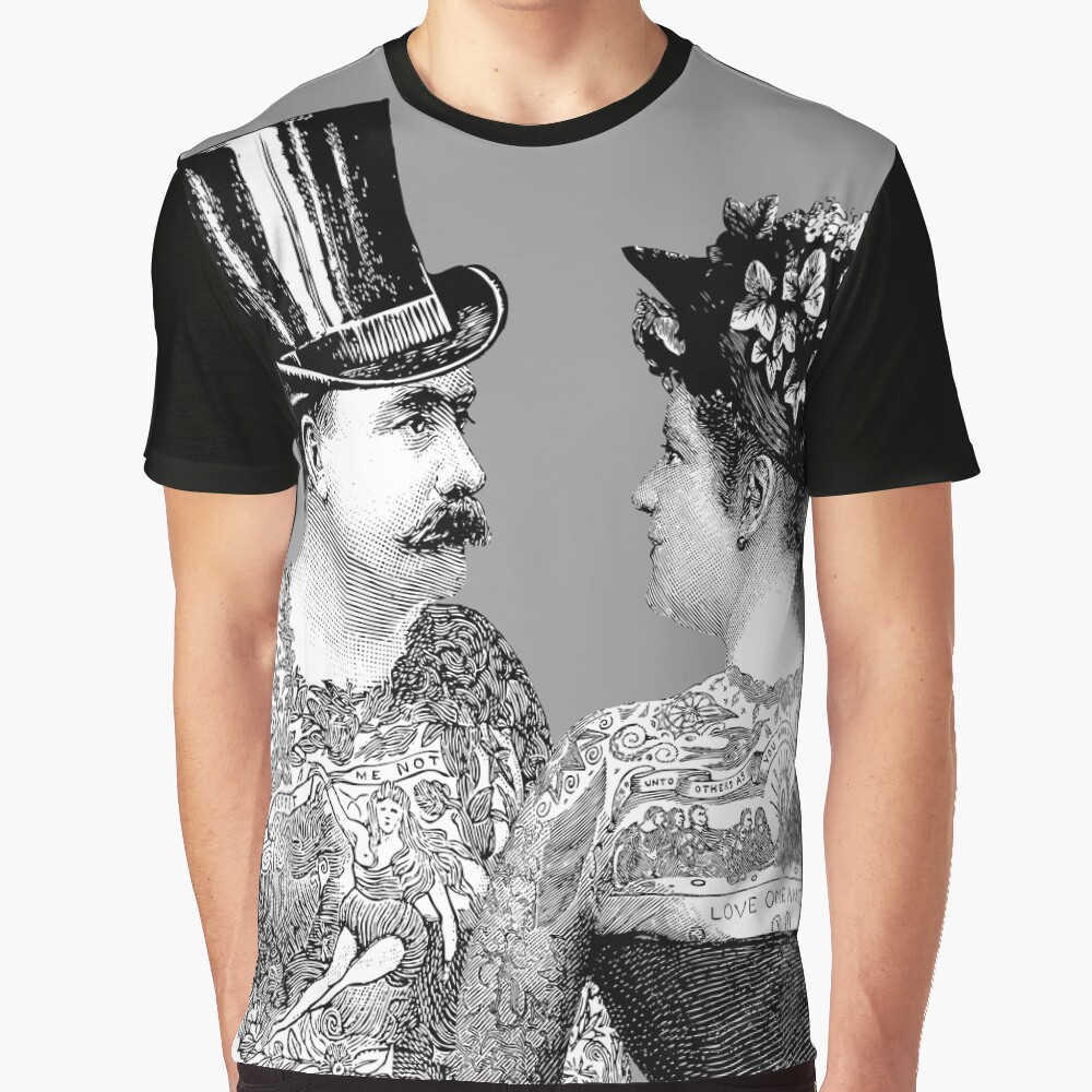 Tattooed Victorian Lovers | Tattooed Couple | Victorian Tattoos | Vintage Tattoos | Tattoo Art | Graphic T-Shirt