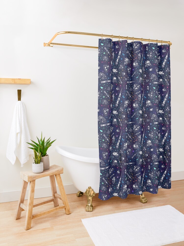 Alternate view of Off to the Moon Shower Curtain