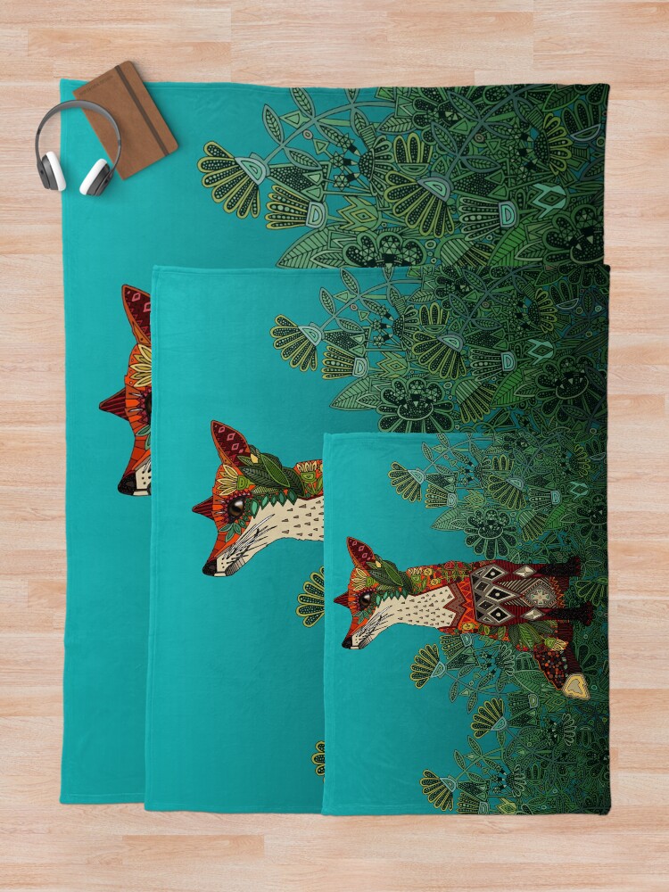 Alternate view of floral fox Throw Blanket