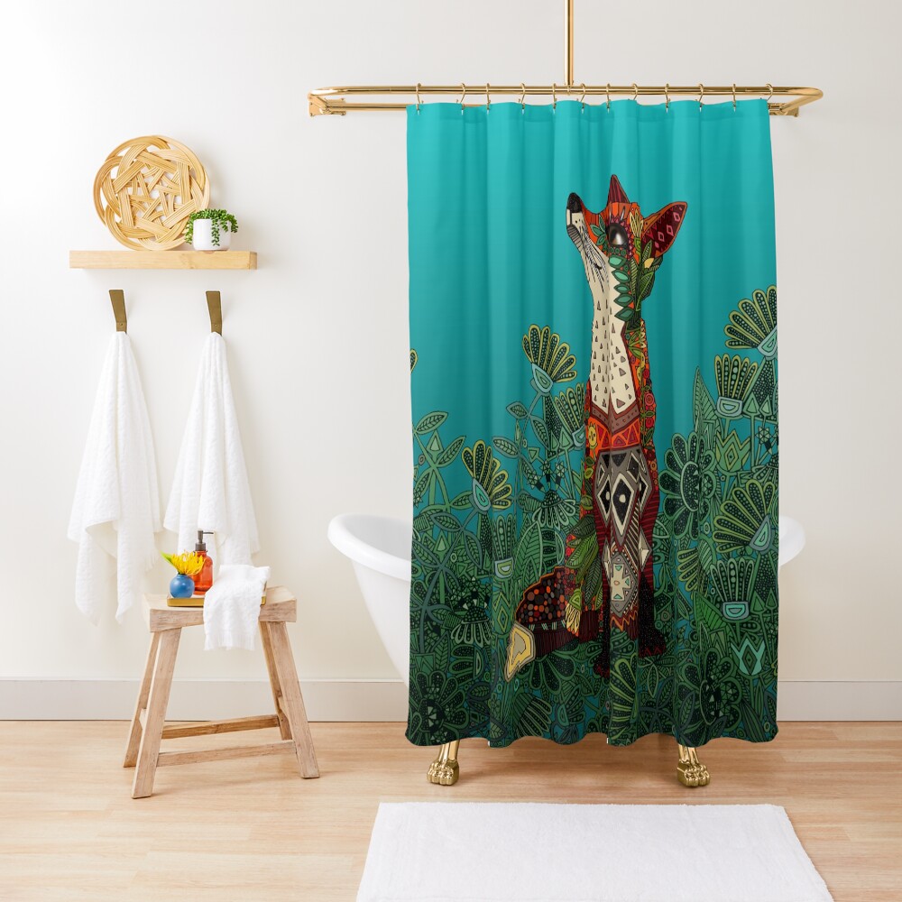 floral fox Shower Curtain