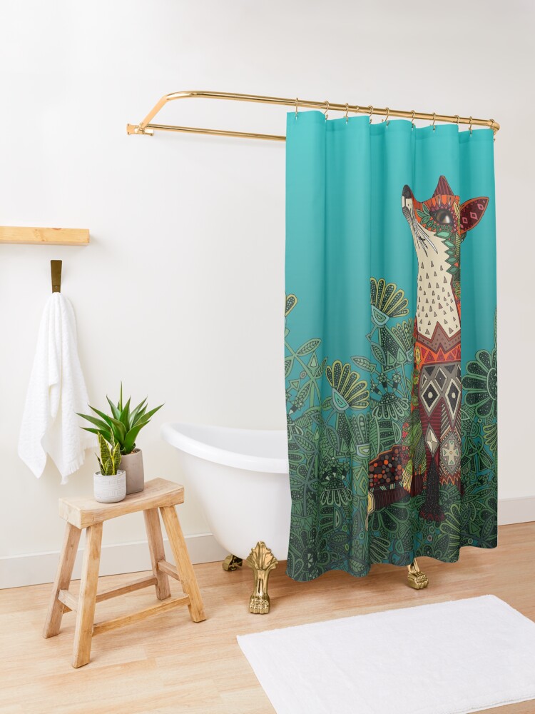 Alternate view of floral fox Shower Curtain
