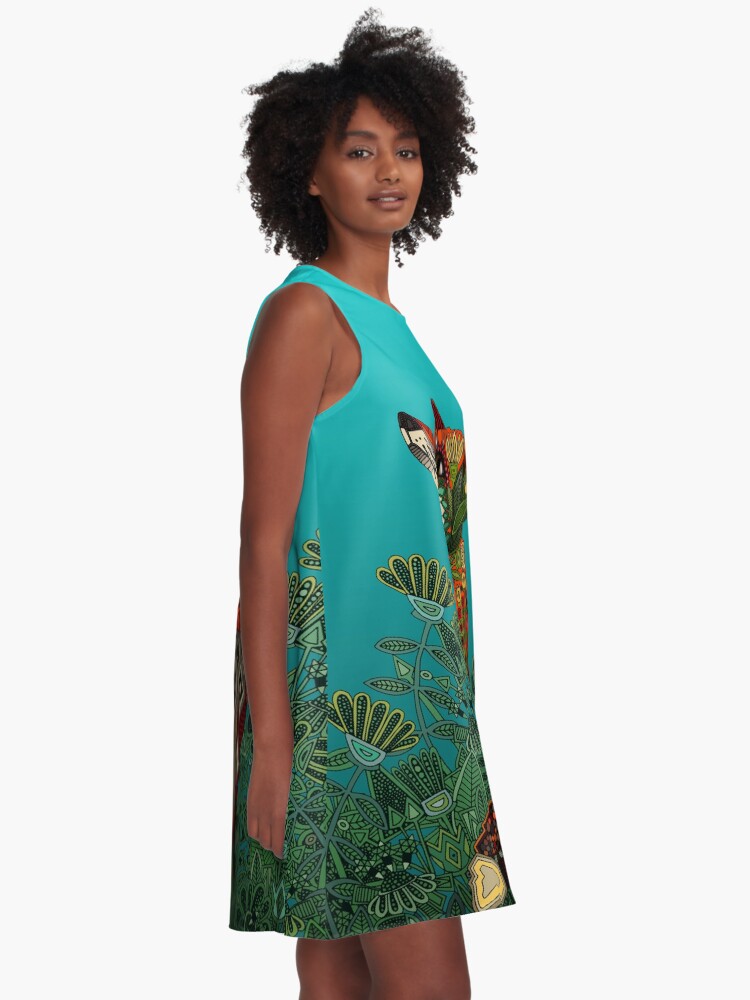Alternate view of floral fox A-Line Dress