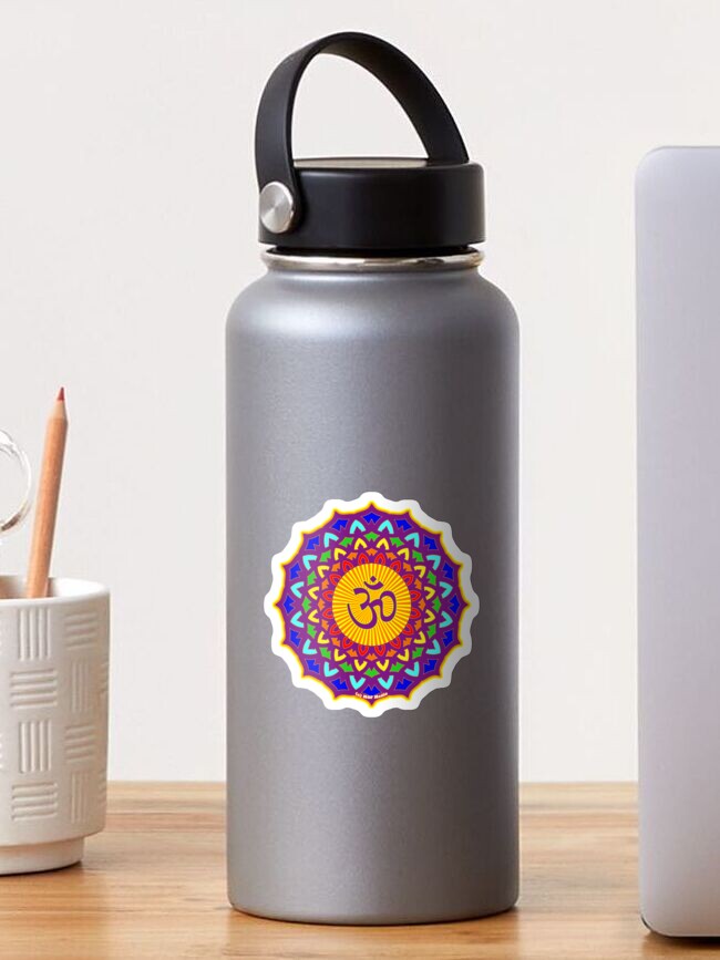 Thumbnail 1 of 3, Sticker, 7th Chakra Mandala Yoga Om designed and sold by mindofpeace.