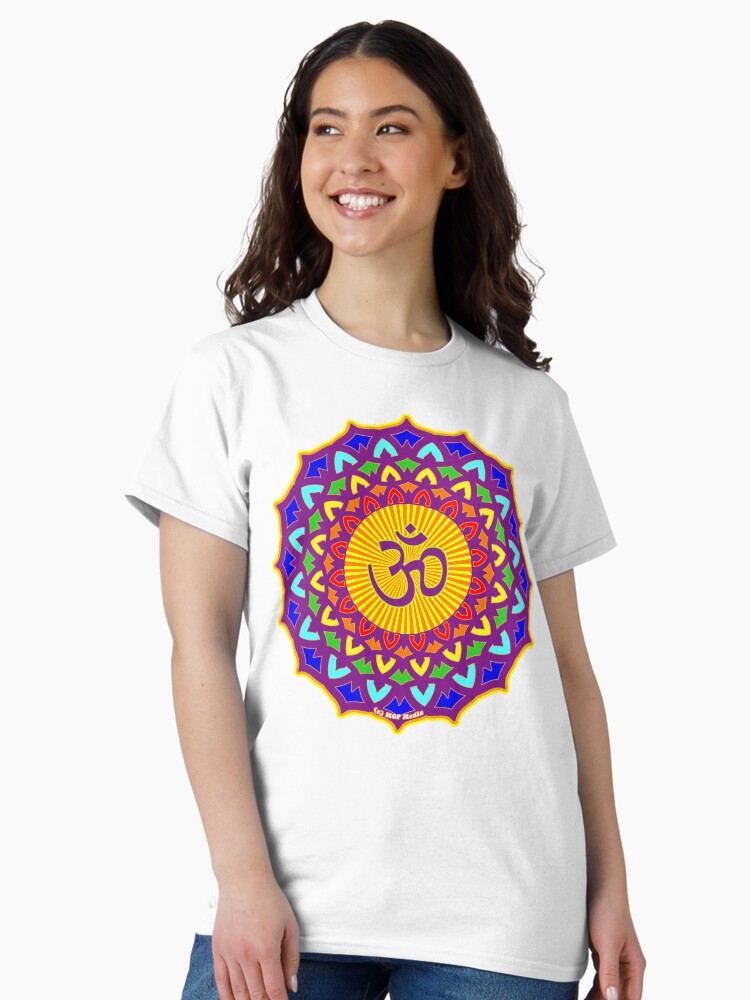 Thumbnail 2 of 7, Classic T-Shirt, 7th Chakra Mandala Yoga Om designed and sold by mindofpeace.