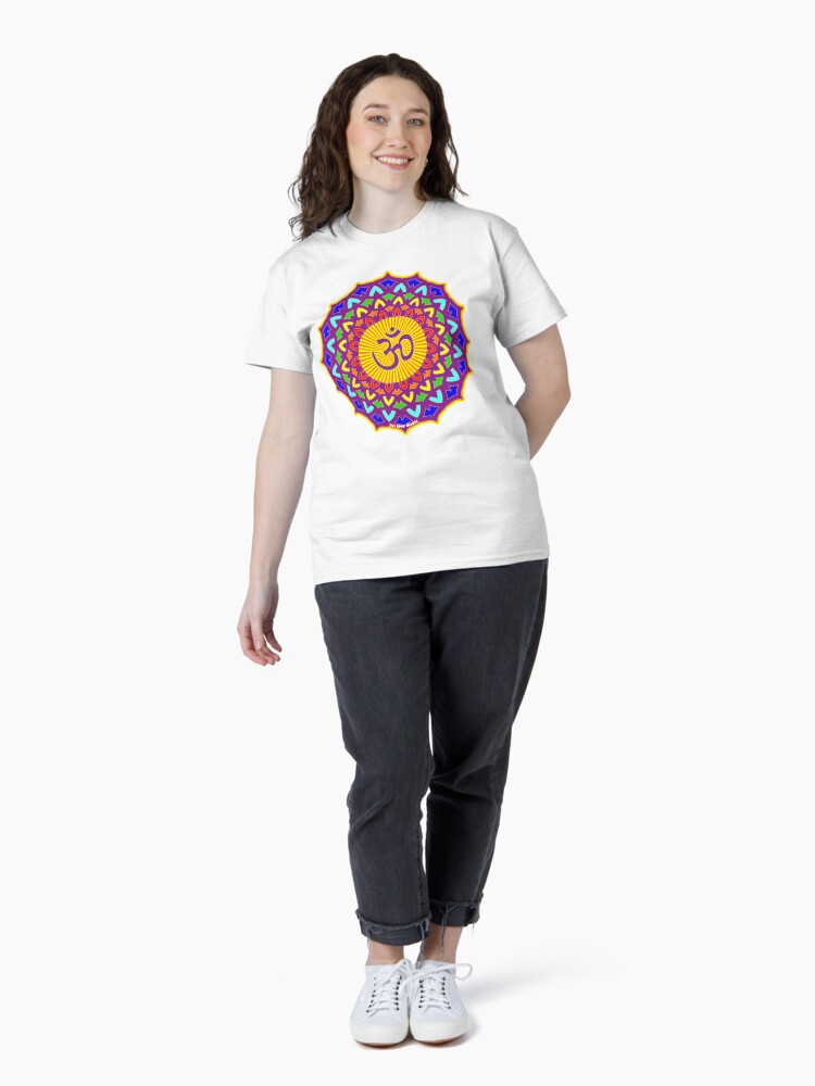 Thumbnail 4 of 7, Classic T-Shirt, 7th Chakra Mandala Yoga Om designed and sold by mindofpeace.