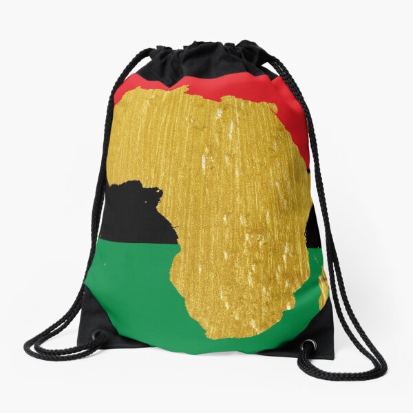 Gold African Symbol of Africa - Golden Pan African Flag Drawstring Bag