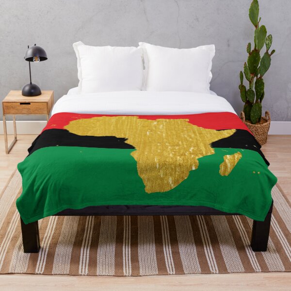 Gold African Symbol of Africa - Golden Pan African Flag Throw Blanket