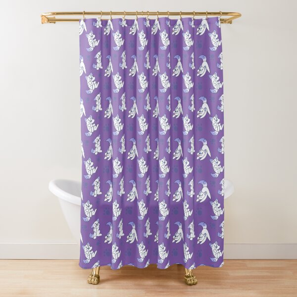Scribble Kibble Puppy Pattern - Purple Shower Curtain