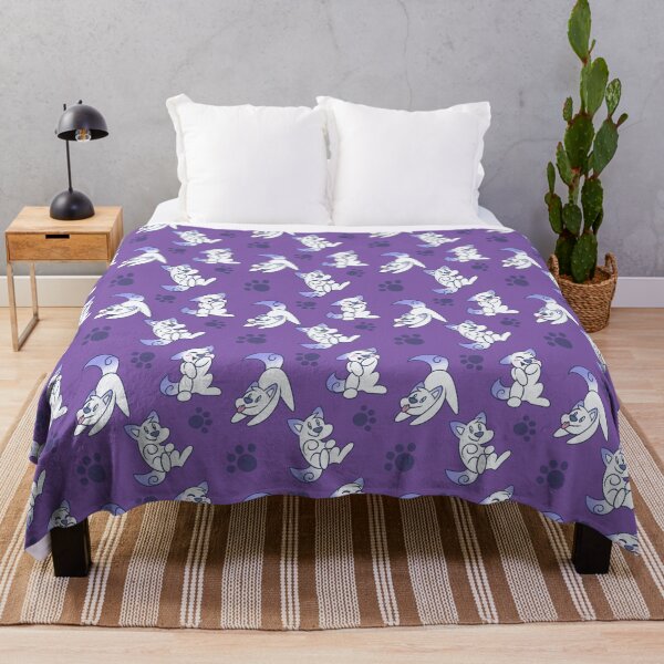 Scribble Kibble Puppy Pattern - Purple Throw Blanket