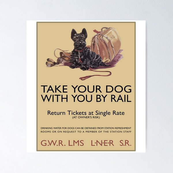 Item preview, Vintage Great Western Railway, LNER, SW, LMS Rail Dog Travel Poster designed and sold by Maljonic.