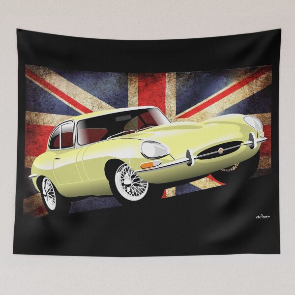 Item preview, E-type series 1 coupe - pale yellow designed and sold by car2oonz.