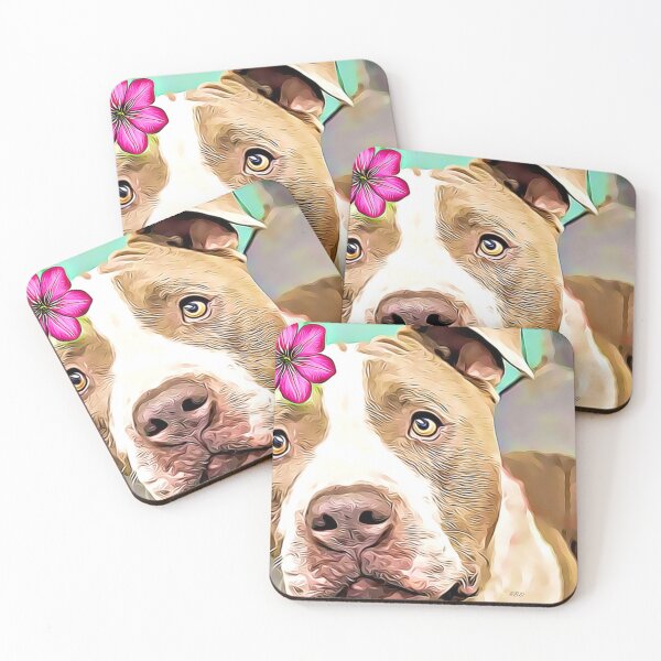 Item preview, Pitbull with flower designed and sold by ritmoboxers.