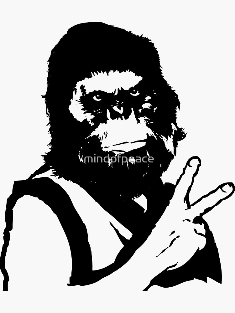 Thumbnail 3 of 3, Sticker, Big Foot Peace Sign Symbol designed and sold by mindofpeace.