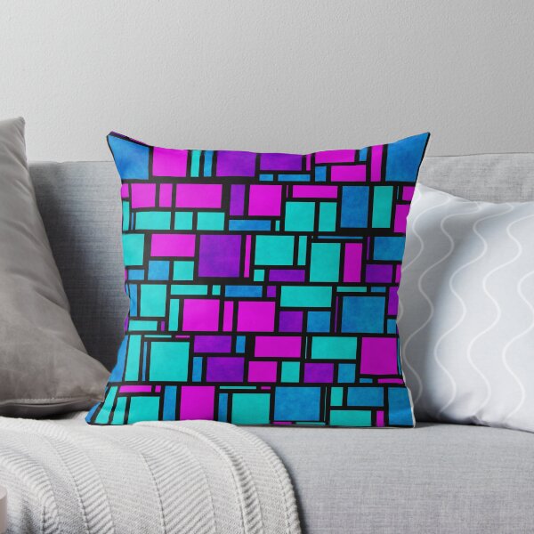 Jewel Tone Mondrian Throw Pillow