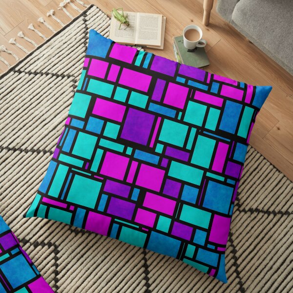 Jewel Tone Mondrian Floor Pillow