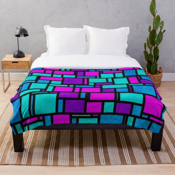Jewel Tone Mondrian Throw Blanket