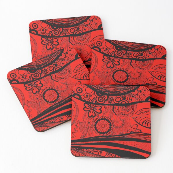 Item preview, Flower pattern black red designed and sold by Patricia Piotrak.