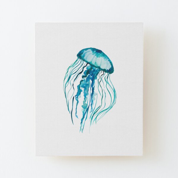 Watercolor Jellyfish Wood Mounted Print