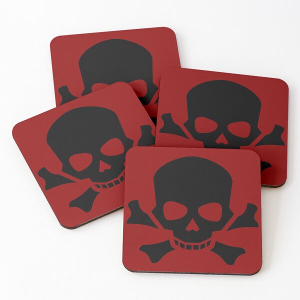 Item preview, BLACK SKULL AND CROSSBONES ON DARK RED designed and sold by PetsandBeyond.