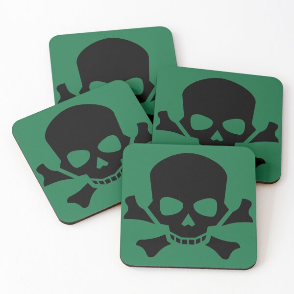 Item preview, BLACK SKULL AND CROSSBONES ON DARK SPRING GREEN designed and sold by PetsandBeyond.