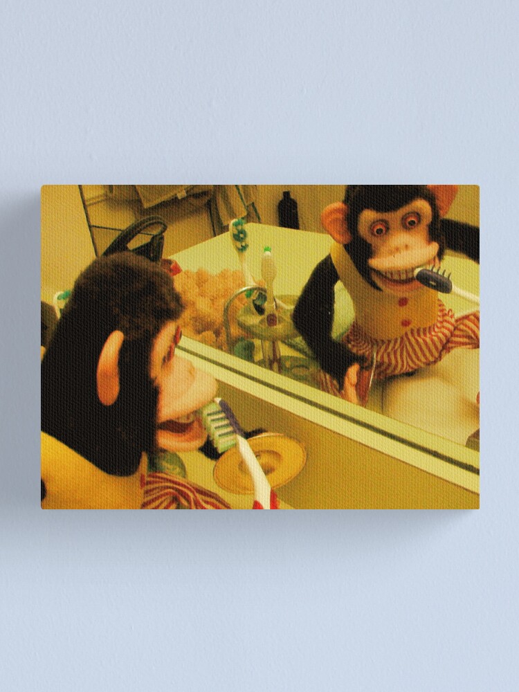 CANVAS Chimpanzee Brushing His Teeth Art print POSTER