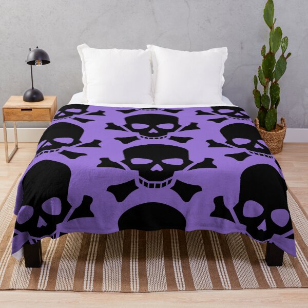 Item preview, BLACK SKULL AND CROSSBONES ON DARK PASTEL PURPLE designed and sold by PetsandBeyond.