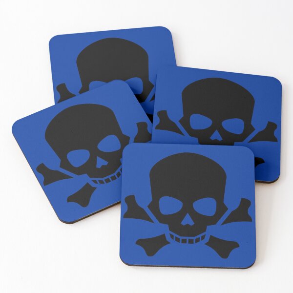 Item preview, BLACK SKULL AND CROSSBONES ON DARK POWDER BLUE designed and sold by PetsandBeyond.