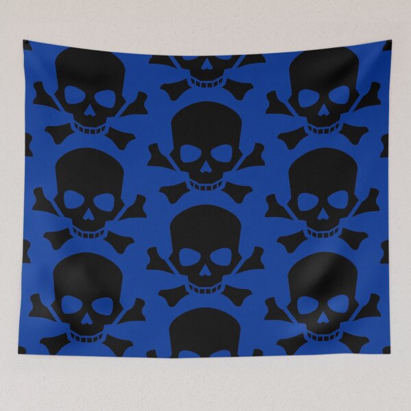 Item preview, BLACK SKULL AND CROSSBONES ON DARK POWDER BLUE designed and sold by PetsandBeyond.