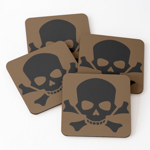 Item preview, BLACK SKULL AND CROSSBONES ON CHESTNUT BROWN designed and sold by PetsandBeyond.
