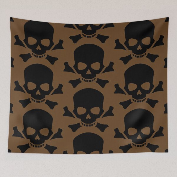 Item preview, BLACK SKULL AND CROSSBONES ON CHESTNUT BROWN designed and sold by PetsandBeyond.