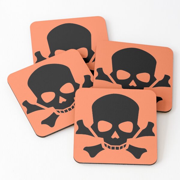 Item preview, BLACK SKULL AND CROSSBONES ON CORAL designed and sold by PetsandBeyond.