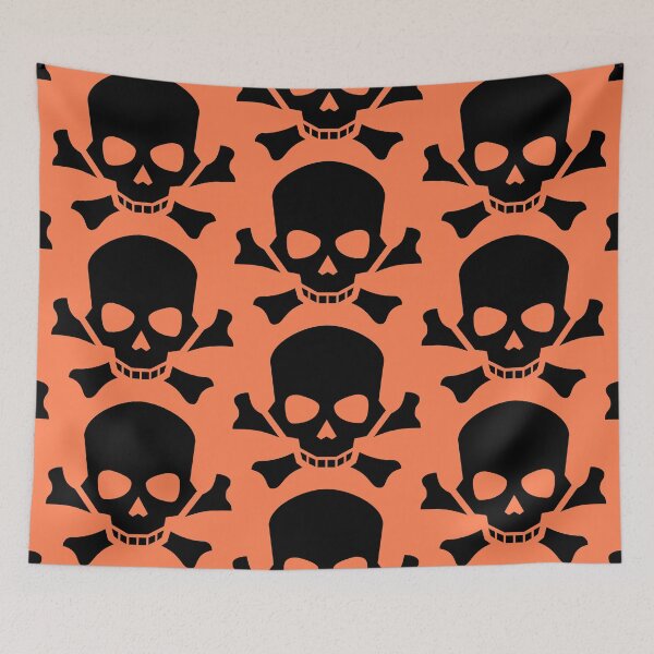Item preview, BLACK SKULL AND CROSSBONES ON CORAL designed and sold by PetsandBeyond.