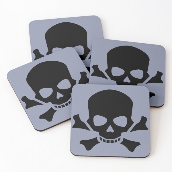 Item preview, BLACK SKULL AND CROSSBONES ON COOL GREY designed and sold by PetsandBeyond.