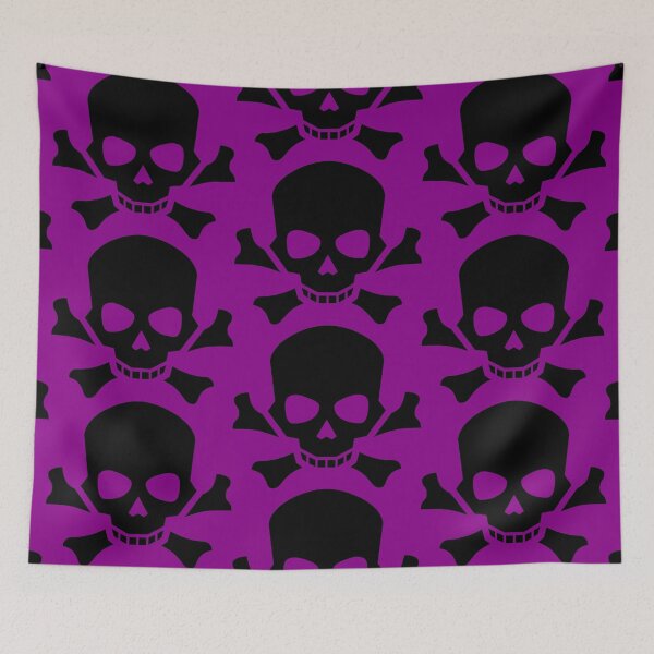 Item preview, BLACK SKULL AND CROSSBONES ON DARK MAGENTA designed and sold by PetsandBeyond.