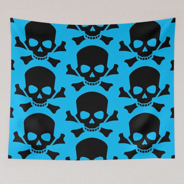 Item preview, Copy of BLACK SKULL AND CROSSBONES ON DEEP SKY BLUE designed and sold by PetsandBeyond.