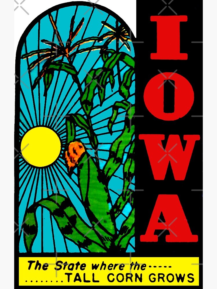 Iowa IA State Tall Corn Vintage Travel Decal by hilda74
