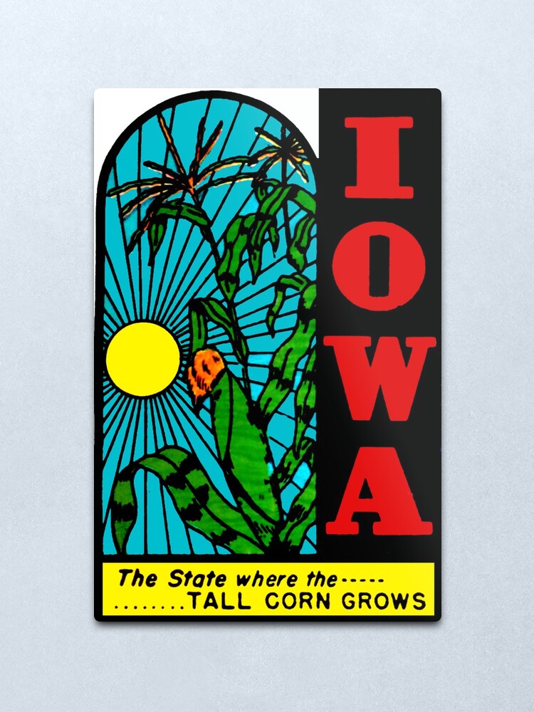 Alternate view of Iowa IA State Tall Corn Vintage Travel Decal Metal Print