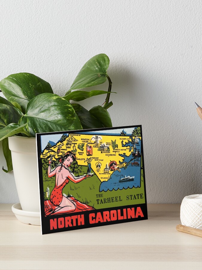 North Carolina NC State Map Vintage Travel Decal | Art Board Print
