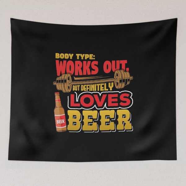 Item preview, Body Type: Works Out But Definitely Loves Beer Graphic design designed and sold by woodsgoodsco.