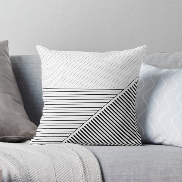 Black and White Geometric Lines Throw Pillow