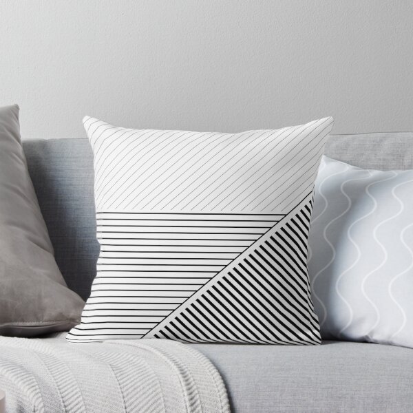 Black and White Geometric Lines Throw Pillow