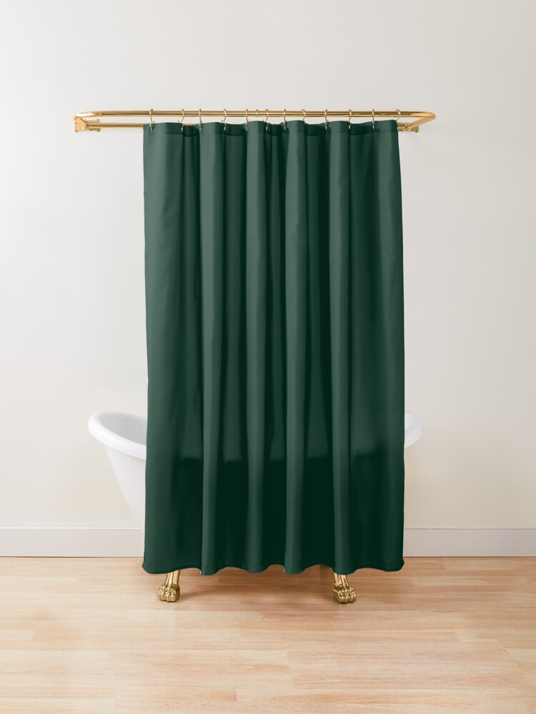 Solid Dark Green Shower Curtain By ViviennePoet Redbubble   Ur,shower Curtain Closed,wide Portrait,x1000.1u2 