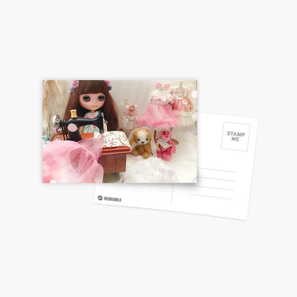 Belle and Puchi Blythe doll and pet dog by Jenny Lee Postcard