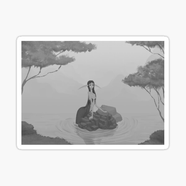 grey mermaid Sticker