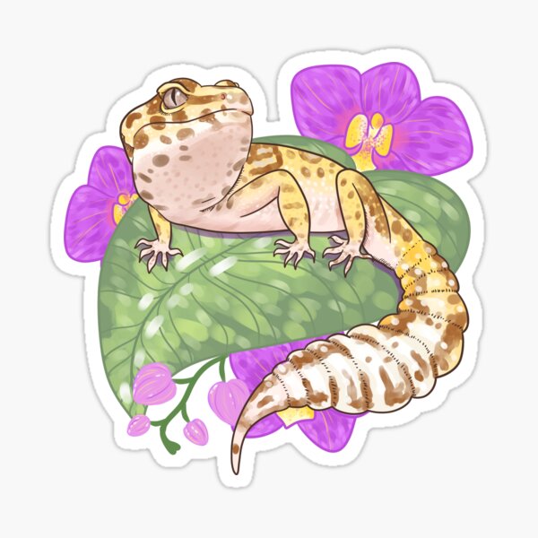 Item preview, Leopard Gecko with Orchids designed and sold by Paige Penrose.