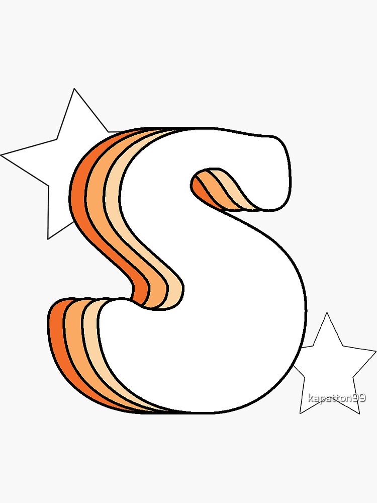 Thumbnail 3 of 3, Sticker, Retro S (Orange) designed and sold by kapatton99.